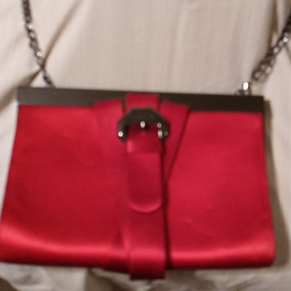 Karen Millen Crimson Satin Clutch